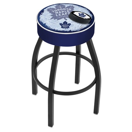 Holland Bar Stool Co 30" Toronto Maple Leafs Cushion Seat, Blk Wrinkle Base Swivel Bar Stool L8B130TorMpl-D2